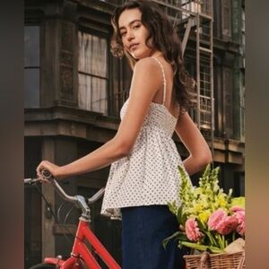 Kate Spade White and Black Polka Dot Top